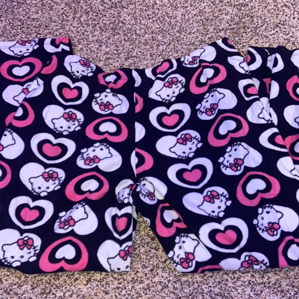 Hello kitty pink a black pj pants